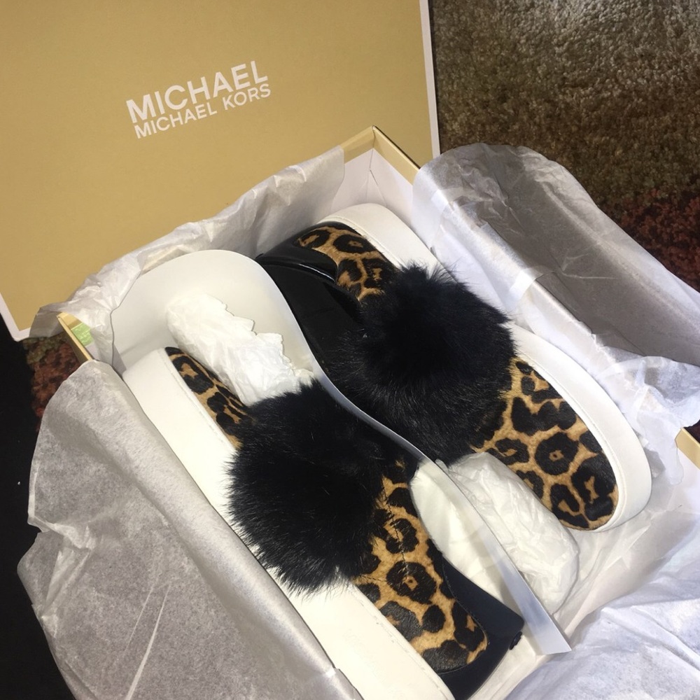 BRAND NEW Michael Kors slip on fur sneakers